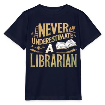 Unterschätze niemals einen Bibliothekar - Stanley/Stella Kinder T-Shirt MINI CREATOR  - Navy - Vorne - Kain (125cm)