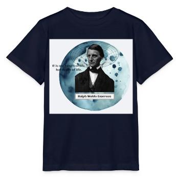 Depth of Life – Ralph Waldo Emerson Quote - Stanley/Stella MINI CREATOR Kids’ T-Shirt - navy - Front - Kain (125cm)