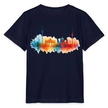 Berlin City Watercolor City - T-shirt bio MINI CREATOR Stanley/Stella Enfant - marine - Devant - Kain (125cm)