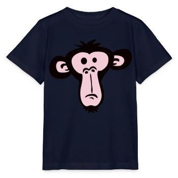 Sad Confused Monkey Head Boredom Face - Stanley/Stella MINI CREATOR Kids’ T-Shirt - navy - Front - Kain (125cm)
