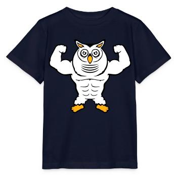 hibou bodybuilder muscles biceps poses gym rat cool - T-shirt bio MINI CREATOR Stanley/Stella Enfant - marine - Devant - Kain (125cm)