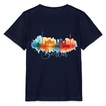 Berlin City Watercolor City - Stanley/Stella MINI CREATOR Kids’ T-Shirt - navy - Front - Kain (125cm)