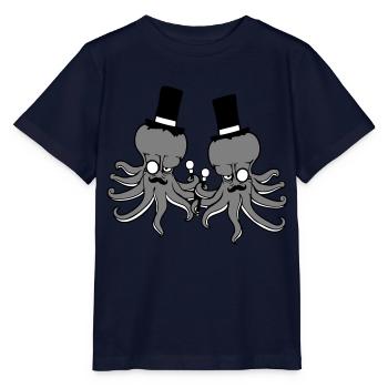 2 Kraken Mr. Sir Hat Monocle Glasses Rich Friends - Stanley/Stella MINI CREATOR Kids’ T-Shirt - navy - Front - Kain (125cm)