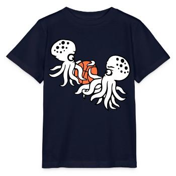 2 Oktopus Basketball spielen Ball Team Sport Hobby - Stanley/Stella Kinder T-Shirt MINI CREATOR  - Navy - Vorne - Kain (125cm)