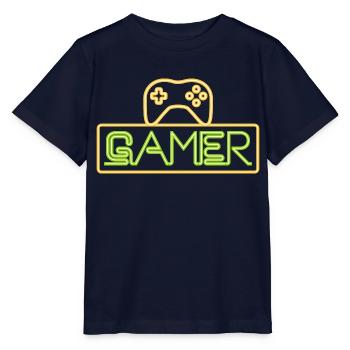 Gamer Neon - T-shirt bio MINI CREATOR Stanley/Stella Enfant - marine - Devant - Kain (125cm)