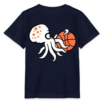 Oktopus Basketball spielen Ball halten Sport Hobby - Stanley/Stella Kinder T-Shirt MINI CREATOR  - Navy - Vorne - Kain (125cm)