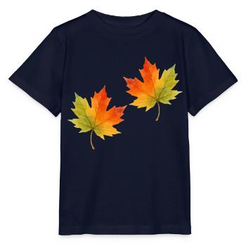 Leaf Maple Leaf Watercolor 2 - Stanley/Stella MINI CREATOR Kids’ T-Shirt - navy - Front - Kain (125cm)
