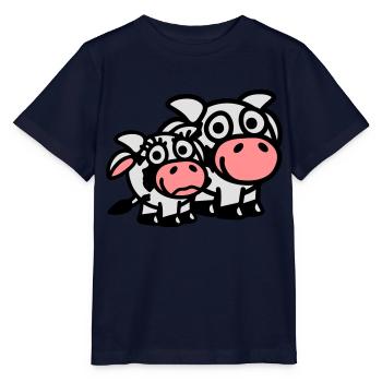 cow_family_dad_and_girl_3c - Stanley/Stella Kinder-T-shirt MINI CREATOR  - marine - Voor - Kain (125cm)