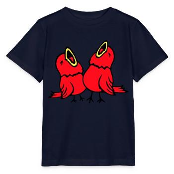 2 Budgies, Songbirds, Sparrows, Chirping Team - Stanley/Stella MINI CREATOR Kids’ T-Shirt - navy - Front - Kain (125cm)