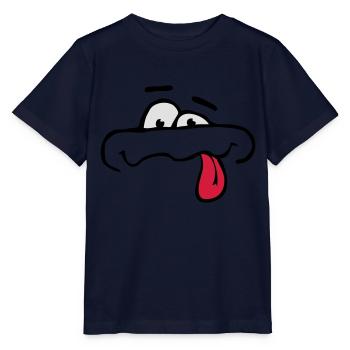 Drôle de bande dessinée Visage Langue Sortir - T-shirt bio MINI CREATOR Stanley/Stella Enfant - marine - Devant - Kain (125cm)