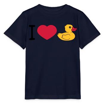liebe i love herz quietscheente gummiente badeente - Stanley/Stella Kinder T-Shirt MINI CREATOR  - Navy - Vorne - Kain (125cm)