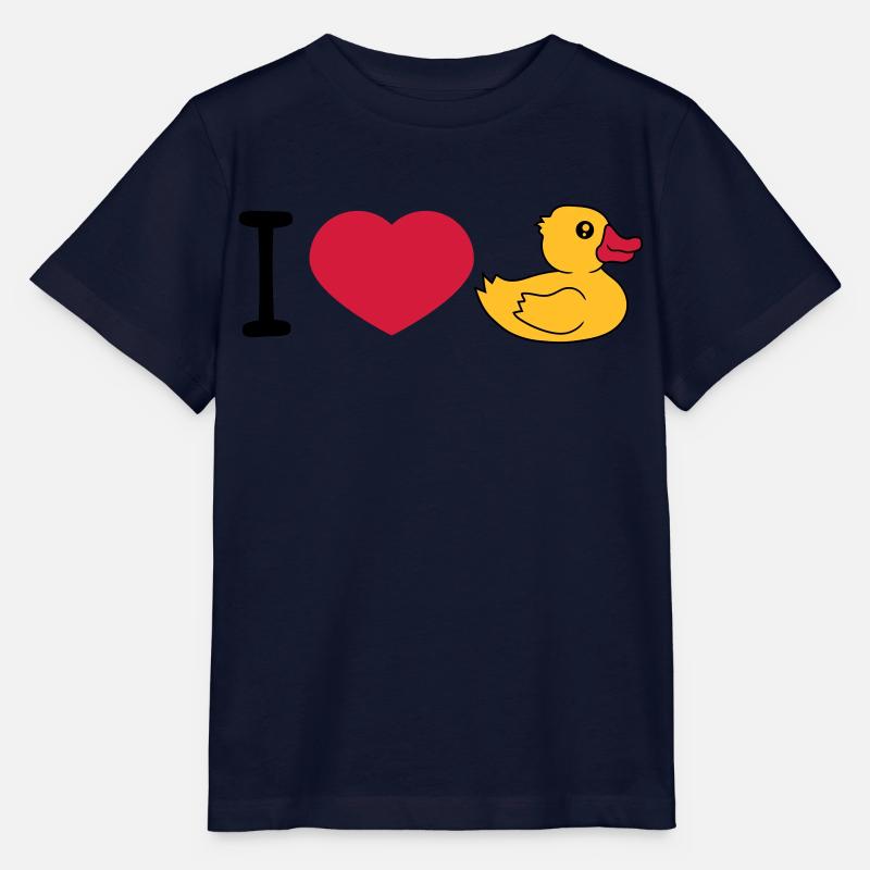 love i love heart squeaky duck rubber duck bath duck - Stanley/Stella MINI CREATOR Kids’ T-Shirt - navy