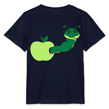 apfel essen loch lecker hunger schnecke kriechen r - Stanley/Stella Kinder T-Shirt MINI CREATOR  - Navy - Vorne - Kain (125cm)