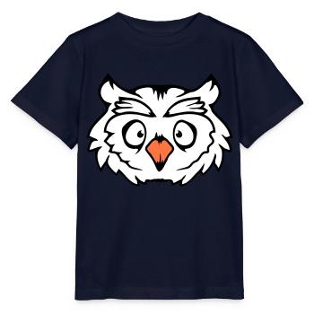 Eule Vogel Uhu Nachtvogel Schleiereule Kauz Comic - Stanley/Stella Kinder T-Shirt MINI CREATOR  - Navy - Vorne - Kain (125cm)