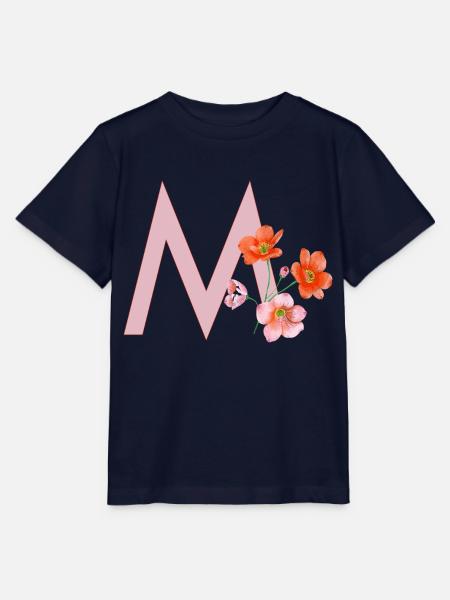 M mit Blumen - Stanley/Stella Kinder T-Shirt MINI CREATOR - Navy