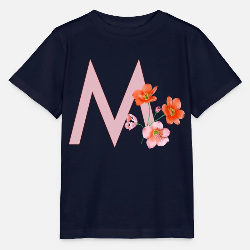 M mit Blumen - Stanley/Stella Kinder T-Shirt MINI CREATOR  - Navy