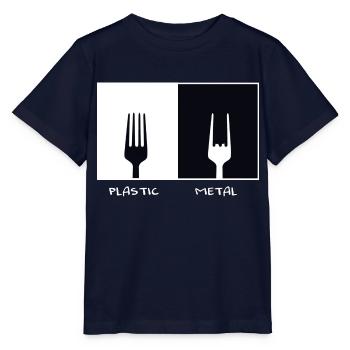 Plastic Metal. Metal Fan Fork Gift Music - Stanley/Stella MINI CREATOR Kids’ T-Shirt - navy - Front - Kain (125cm)