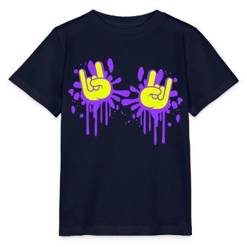 Deux Heavy Metal Hard Rock Cool Graffiti Geste de la main - T-shirt bio MINI CREATOR Stanley/Stella Enfant - marine - Devant - Kain (125cm)
