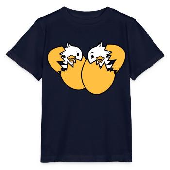 2 Vögel Zwei Küken Ei schlüpfen geboren Eierschale - Stanley/Stella Kinder T-Shirt MINI CREATOR  - Navy - Vorne - Kain (125cm)