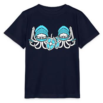 2 Octopus Knight Team Medieval Shield Sword - Stanley/Stella MINI CREATOR Kids’ T-Shirt - navy - Front - Kain (125cm)