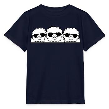 3 DJ Schafe Hinter Zaun Mauer Sonnenbrille Freunde - Stanley/Stella Kinder T-Shirt MINI CREATOR  - Navy - Vorne - Kain (125cm)