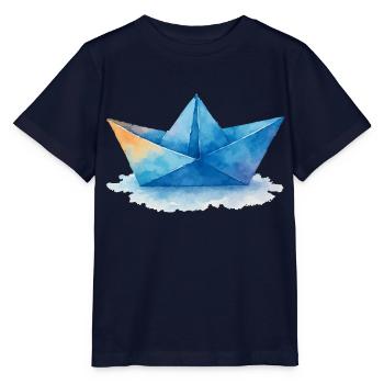 papierboot aquarell - Stanley/Stella Kinder T-Shirt MINI CREATOR  - Navy - Vorne - Kain (125cm)