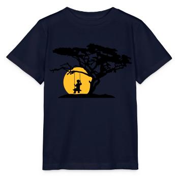 sun silhouette tree africa savanna lonely trauri - Stanley/Stella MINI CREATOR Kids’ T-Shirt - navy - Front - Kain (125cm)
