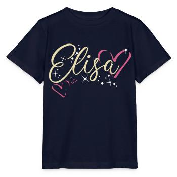 Elisa Nom Prénom Calligraphie Coeur - T-shirt bio MINI CREATOR Stanley/Stella Enfant - marine - Devant - Kain (125cm)