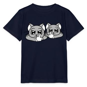 Böse Katzen Freunde Mittelfinger Beleidigung Team - Stanley/Stella Kinder T-Shirt MINI CREATOR  - Navy - Vorne - Kain (125cm)
