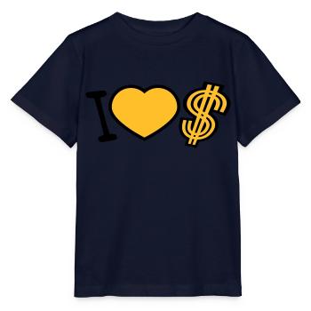 coeur dollar j'aime amour symbole signe argent riche - T-shirt bio MINI CREATOR Stanley/Stella Enfant - marine - Devant - Kain (125cm)