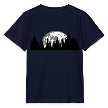 mond nacht vollmond untergang baeume wald nadelwal - Stanley/Stella Kinder T-Shirt MINI CREATOR  - Navy - Vorne - Kain (125cm)