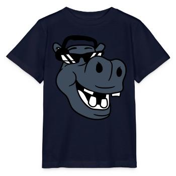 Laughing hippo comic face party club music - Stanley/Stella MINI CREATOR Kids’ T-Shirt - navy - Front - Kain (125cm)