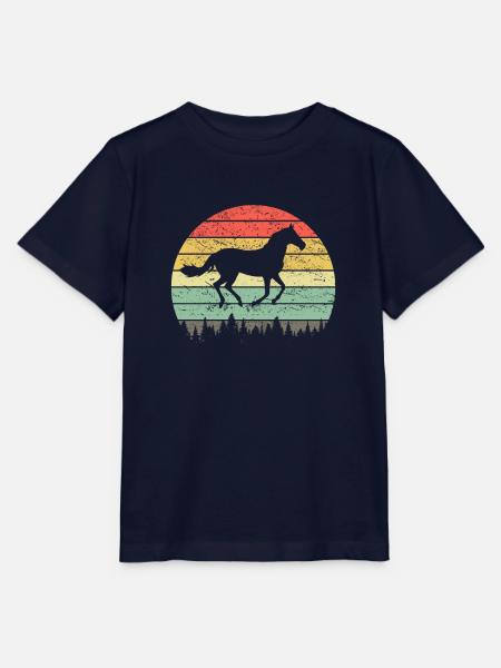 Retro Vintage Pferdemotiv Reiter Pferde Motiv - Stanley/Stella Kinder T-Shirt MINI CREATOR - Navy