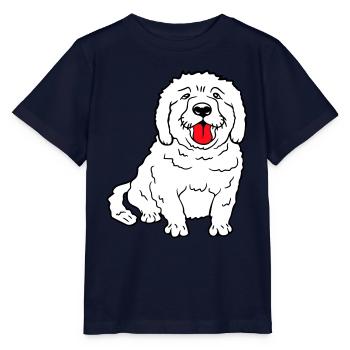 Dear dog sticks out his tongue happily - Stanley/Stella MINI CREATOR Kids’ T-Shirt - navy - Front - Kain (125cm)