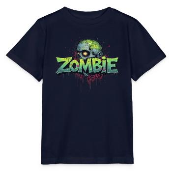 Zombie-Kopf - Stanley/Stella Kinder T-Shirt MINI CREATOR  - Navy - Vorne - Kain (125cm)
