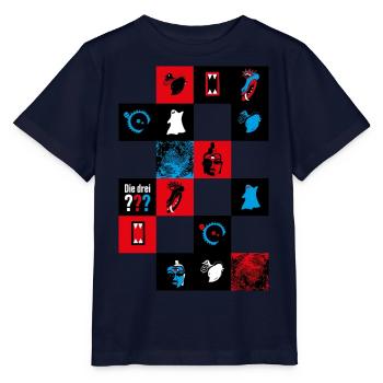 Die Drei ??? Cooles Kacheldesign - Stanley/Stella Kinder T-Shirt MINI CREATOR  - Navy - Vorne - Kain (125cm)