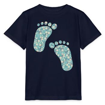 turquoise liberty footprints - Stanley/Stella MINI CREATOR Kids’ T-Shirt - navy - Front - Kain (125cm)