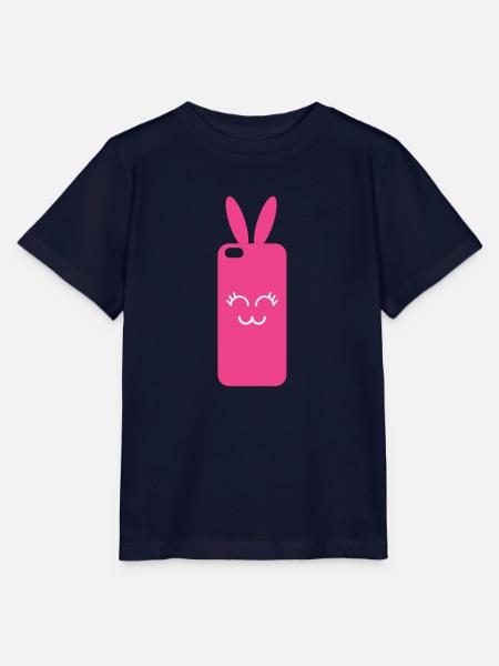 Pink Rabbit Phone Graphic - Stanley/Stella MINI CREATOR Kids’ T-Shirt - navy