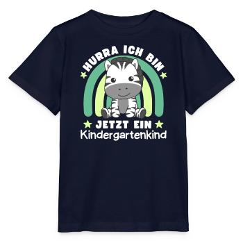 Hurra Ich Bin Jetzt Ein Kindergartenkind Zebra - Stanley/Stella Kinder T-Shirt MINI CREATOR  - Navy - Vorne - Kain (125cm)