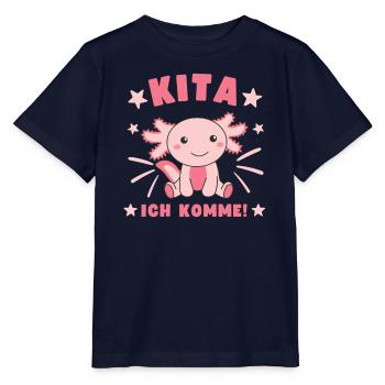 Kita j’arrive Kitakind Axolotl - T-shirt bio MINI CREATOR Stanley/Stella Enfant - marine - Devant - Kain (125cm)