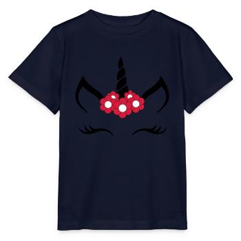 flowers Unicorn - Stanley/Stella MINI CREATOR Kids’ T-Shirt - navy - Front - Kain (125cm)