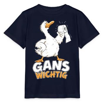 Gans Wichtig Klopapier Gänse Wortspiel Humor - Stanley/Stella Kinder T-Shirt MINI CREATOR  - Navy - Vorne - Kain (125cm)