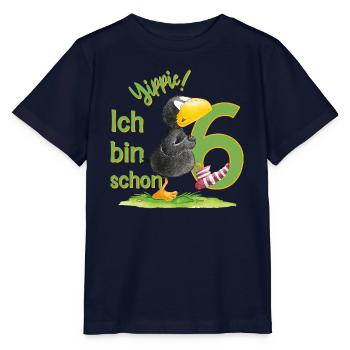 Der Kleine Rabe Socke Yippie Ich Bin Schon Sechs - Stanley/Stella Kinder T-Shirt MINI CREATOR  - Navy - Vorne - Kain (125cm)
