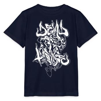 Urbane Dämonengrafik im Meta-Stil - Stanley/Stella Kinder T-Shirt MINI CREATOR  - Navy - Vorne - Kain (125cm)