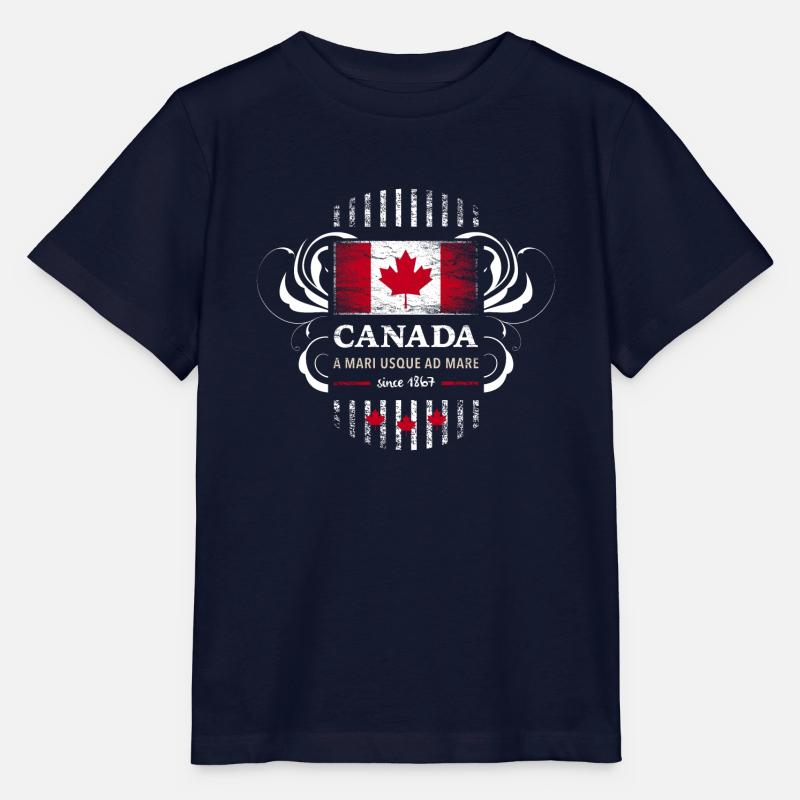 drapeau drapeau à la feuille d'érable d'érable Canada 2 - T-shirt bio MINI CREATOR Stanley/Stella Enfant - marine