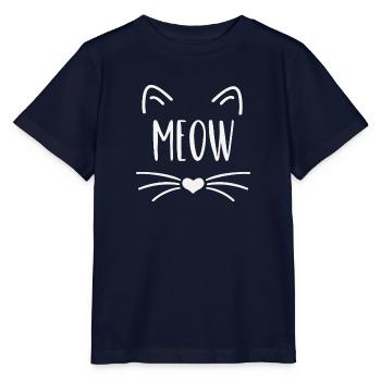 Cat, meow, meow - Stanley/Stella MINI CREATOR Kids’ T-Shirt - navy - Front - Kain (125cm)