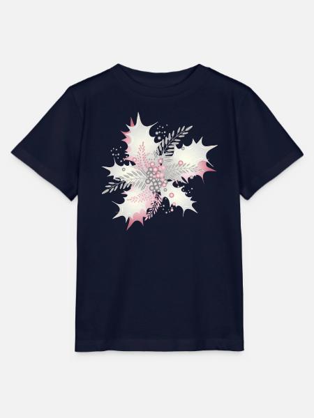 Stechpalmenzweig in weiß,silber und Altrosa - Stanley/Stella Kinder T-Shirt MINI CREATOR - Navy