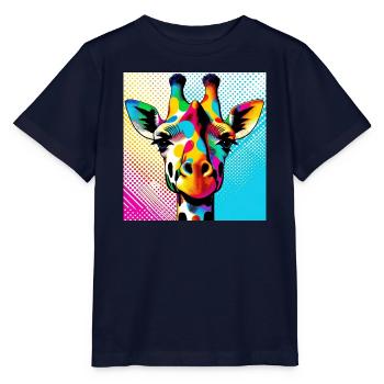 Giraffe Pop Art - Stanley/Stella Kinder T-Shirt MINI CREATOR  - Navy - Vorne - Kain (125cm)