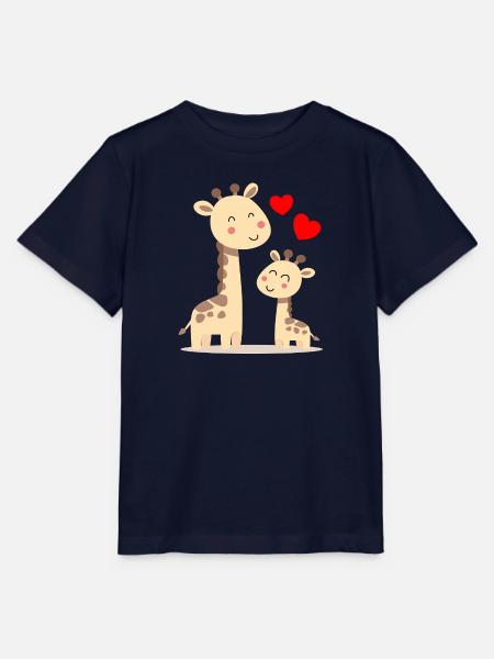 Baby Giraffe mit Mami Giraffe - Stanley/Stella Kinder T-Shirt MINI CREATOR  - Navy