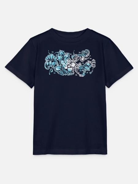 Blauer Blumen-Muster - Stanley/Stella Kinder T-Shirt MINI CREATOR  - Navy
